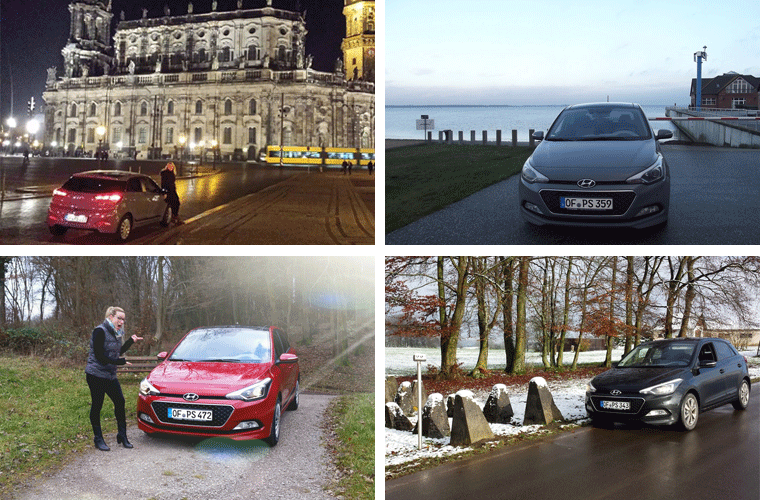 Ob nach Dresden, an die Ostsee oder in die Eifel - der Hyundai i20 ist auf großer Tour.
