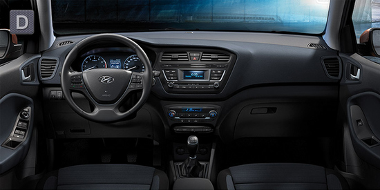 Der Innenraum des neuen Hyundai i20 in Grey Blue.