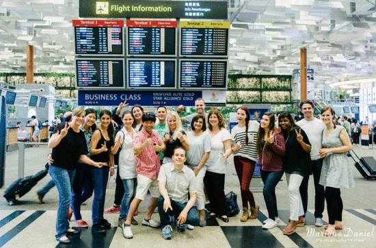 Die Reisegruppe am Flughafen Changi kurz vor dem Abflug.